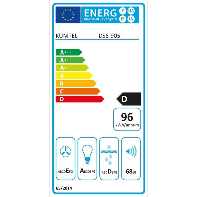 Cappa integrata Kumtel New Slim sottopensile potenza aspirante 250 m3/h luci led 60 nero con frontalino inox