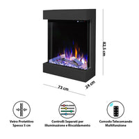 Tempo Style - Caminetto elettrico CALLIOPE Nero con cornice in legno MDF effetto fuoco reale 750 - 1.500 W