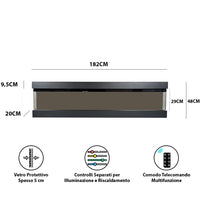 Tempo Style - Camino elettrico a parete e da incasso VELAR | Stufa ventilata da 750W/1500W a basso consumo (Nero, 182cm)