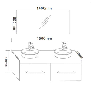 Mobile Bagno Bianco 150 cm Lavabo Incluso – White Cardellino