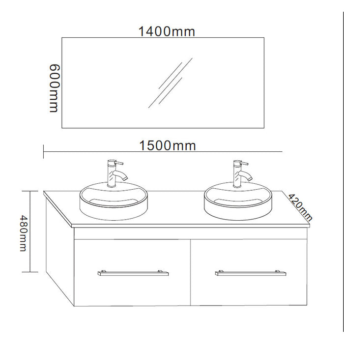 Mobile Bagno Nero 150 cm Lavabo Incluso – Cardellino