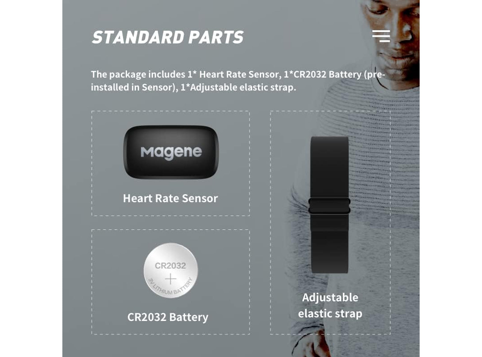 Cardiofrequenzimetro Magene H64  Fascia Toracica con Sensore di Frequenza Cardiaca Protocollo Ant+ Bluetooth Compatibile con App iOS Android