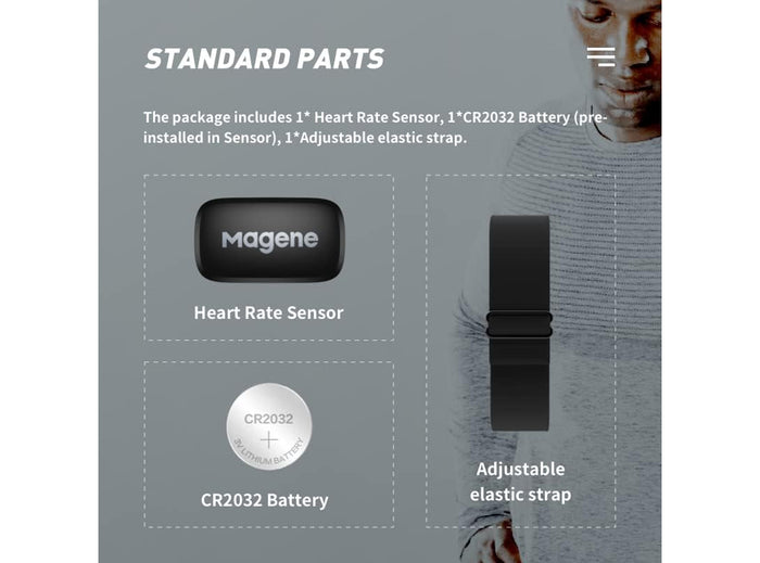 Cardiofrequenzimetro Magene H64  Fascia Toracica con Sensore di Frequenza Cardiaca Protocollo Ant+ Bluetooth Compatibile con App iOS Android