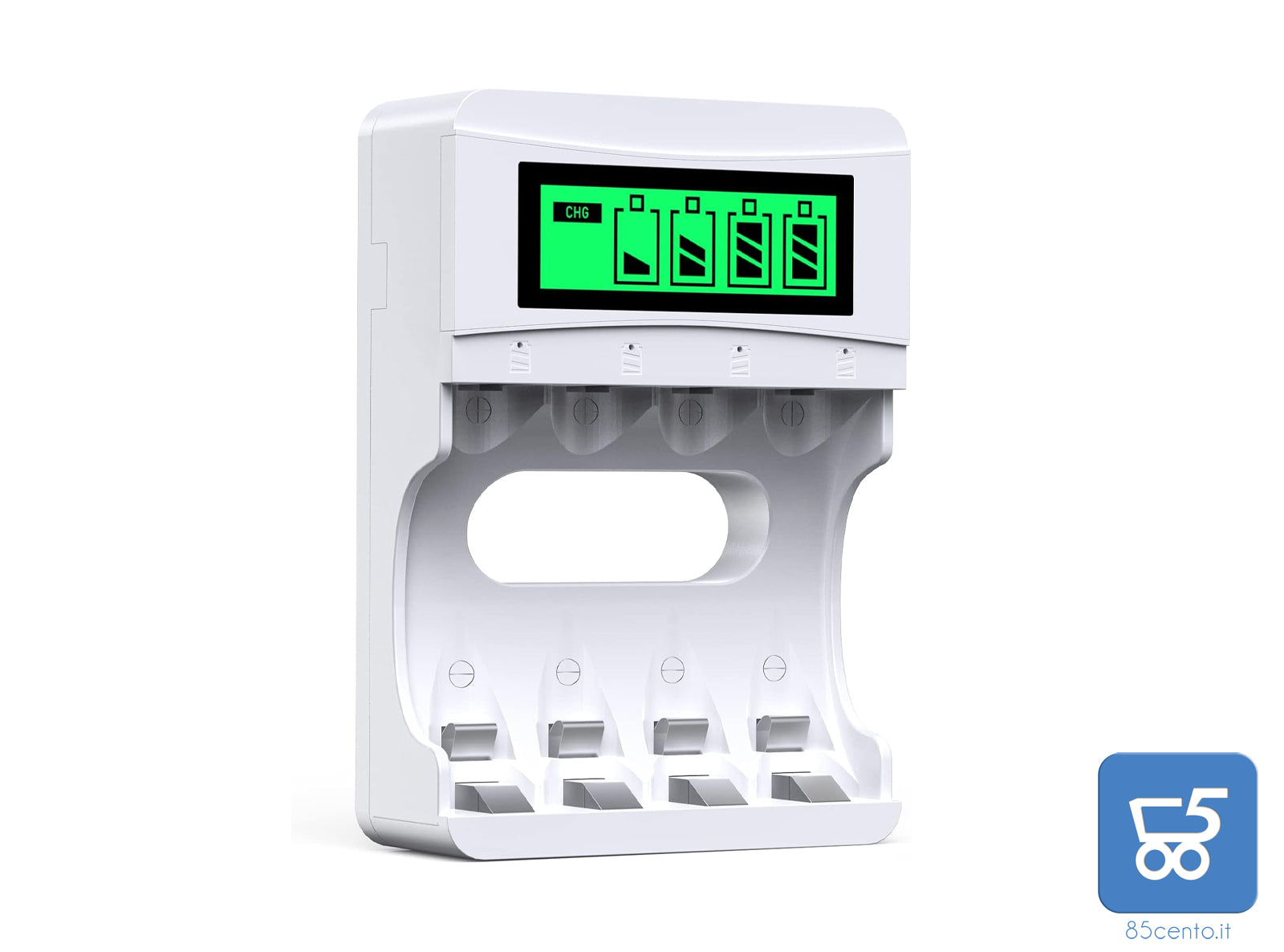 Caricabatterie USB con LCD Carica AA/AAA batterie NiMH 4 Slot Fast Charger