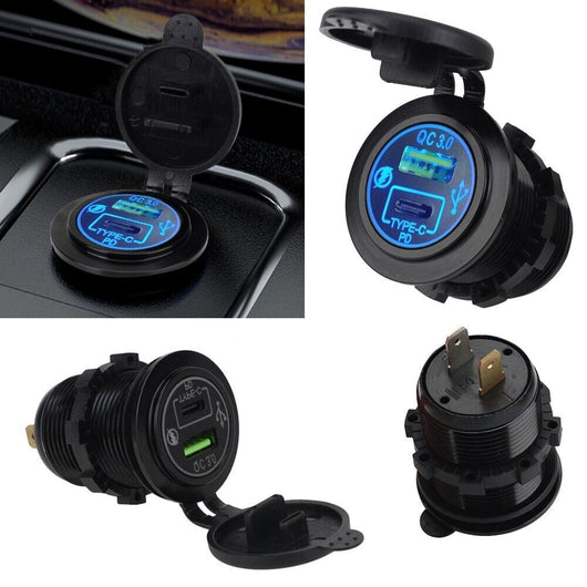 Caricabatterie presa doppia USB TYPE-C 12V 24V per auto furgone autobus 15816