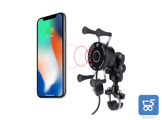 Caricatore Smartphone con Staffa Manubrio per Moto Wireless QC3.0 USB