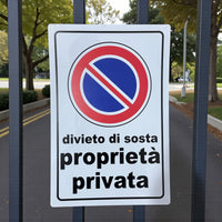 Cartello Divieto di Sosta Proprietà Privata 20x30 cm in Vinile Rigido – Targa Resistente Anti-UV e Impermeabile per Cortili, Rampe, Garage – Facile da Installare - Cod. 7886298