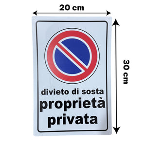 Cartello Divieto di Sosta Proprietà Privata 20x30 cm in Vinile Rigido – Targa Resistente Anti-UV e Impermeabile per Cortili, Rampe, Garage – Facile da Installare - Cod. 7886298