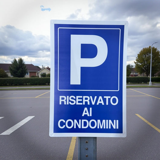 Cartello Parcheggio Riservato ai Condomini 20x30cm in Vinile Facile Da Istallare