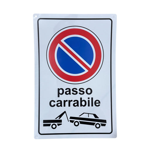 Cartello Passo Carrabile 20x30 cm in Vinile Rigido  Impermeabile e Anti-UV