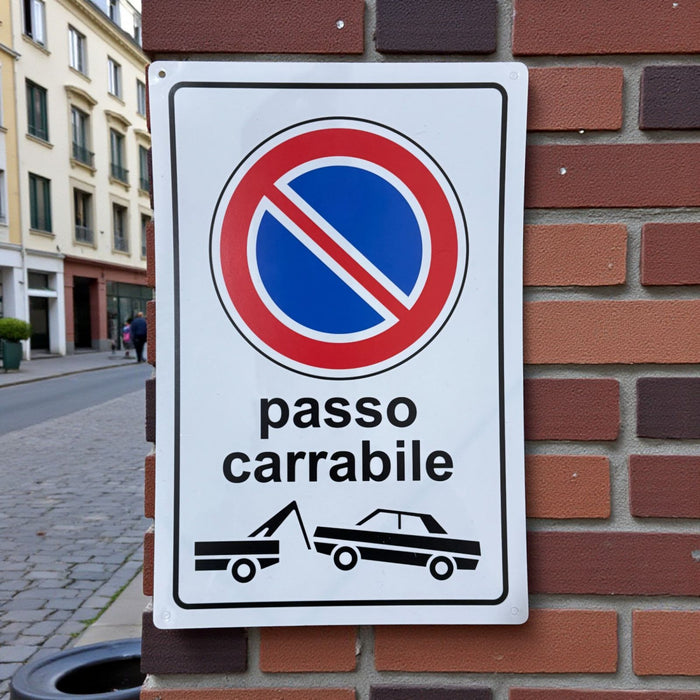 Cartello Passo Carrabile 20x30 cm in Vinile Rigido  Impermeabile e Anti-UV