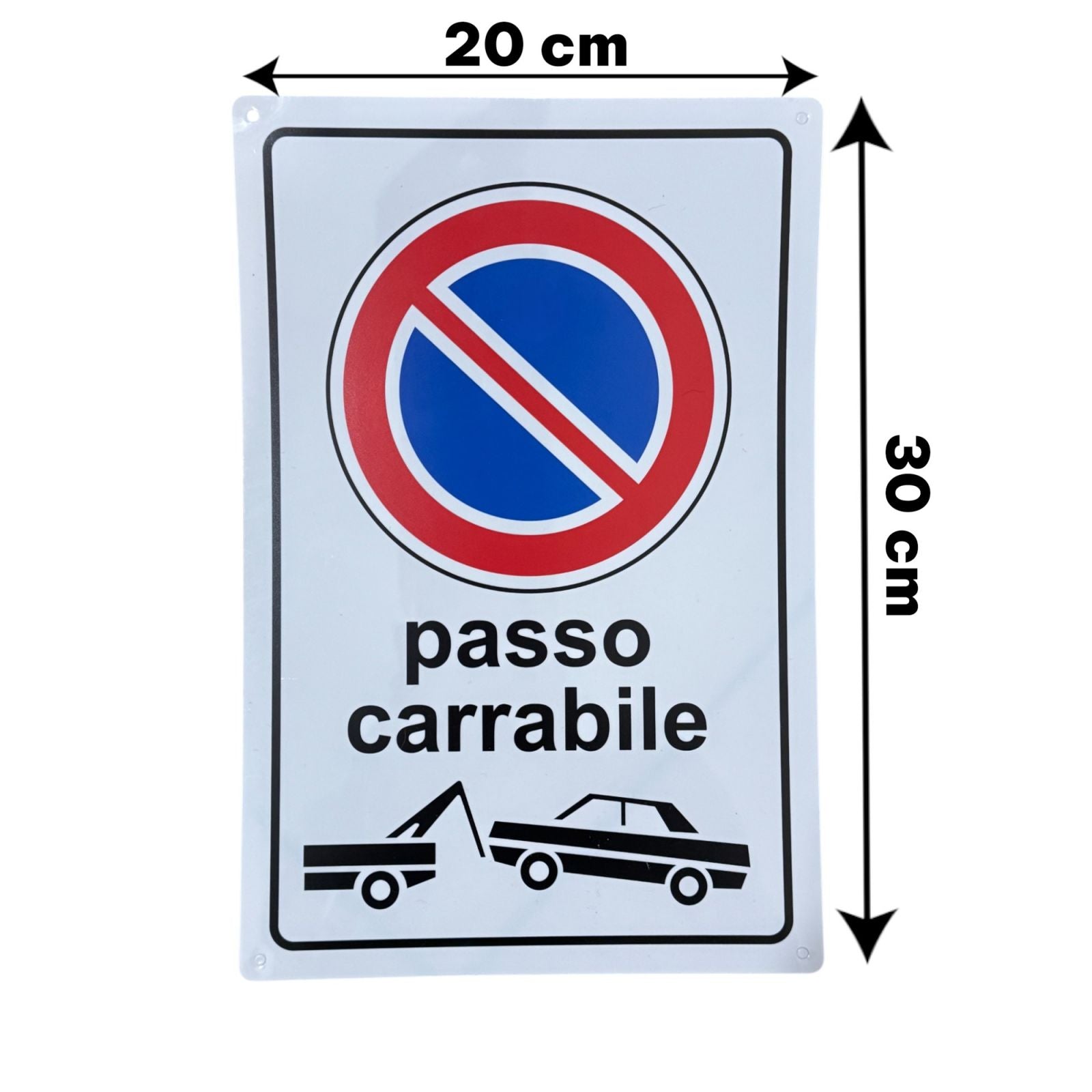 Cartello Passo Carrabile 20x30 cm in Vinile Rigido  Impermeabile e Anti-UV