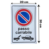 Cartello Passo Carrabile 20x30 cm in Vinile Rigido  Impermeabile e Anti-UV