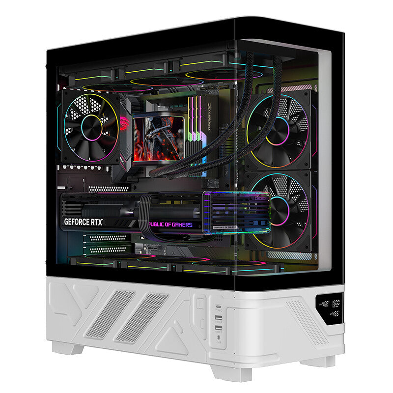 Case NETRON CURVED - Gaming Tower- ATX- 3x12cm ARGB fan- 2xUSB3- Type-C- Darker Temp Glass Side & Front Panel- Display