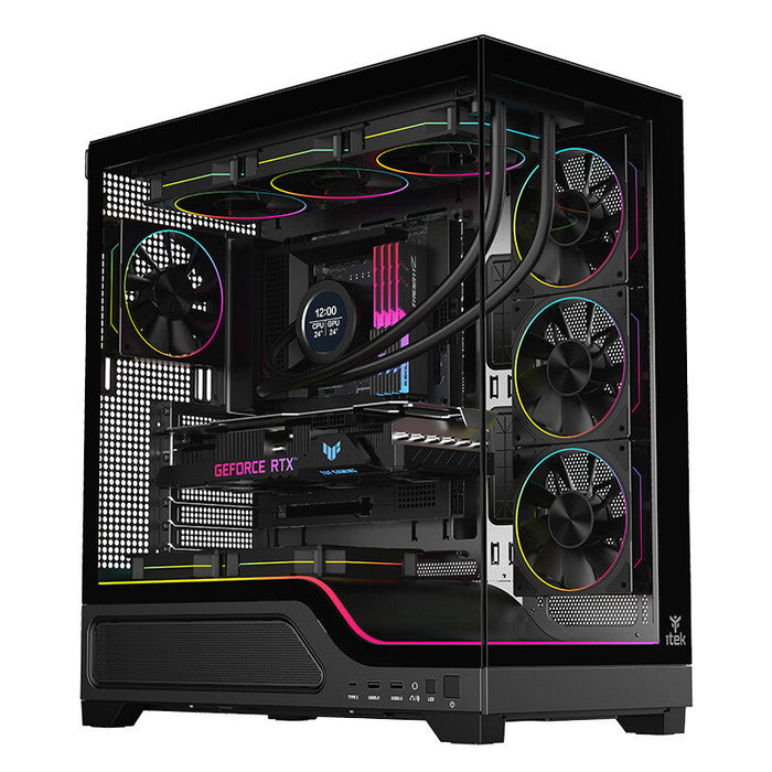 Case SHOWBUI WAVE 82B - Gaming Tower- ATX- 4x12cm ARGB fan- 2xUSB3- Type-C- Darker Temp Glass Side & Front Panel