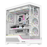 Case SHOWBUI WAVE 82W - Gaming Tower- ATX- 4x12cm ARGB fan- 2xUSB3- Type-C- Temp Glass Side & Front Panel- White Ed.