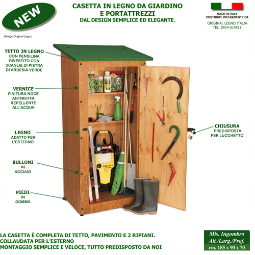 ARMADIO CASETTA IN LEGNO PORTA ATTREZZI DA GIARDINO MODELLO TEVERE L.110 x P.90 x H.185 100% MADE IN ITALY SPEDIZIONE SU PEDANA