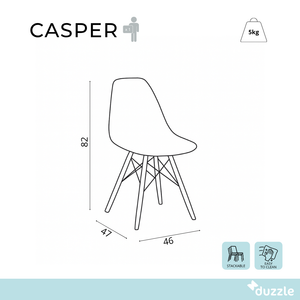 Casper, Set di 4 sedie in policarbonato Trasparente con gambe il legno di faggio (47cm X 46cm H. 82cm)| Duzzle