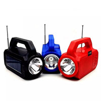 Cassa portatile bluetooth usb Microsd  5W pannello solare torcia led T-5291