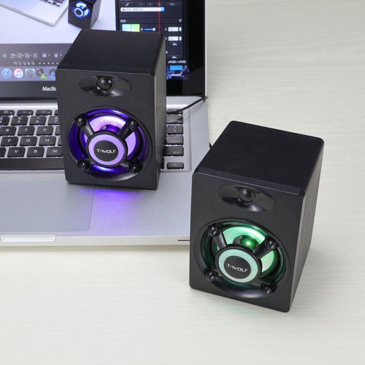 Casse audio 2.0 aux USB altoparlanti luce RGB per PC notebook 3W x 2 AB-Q337