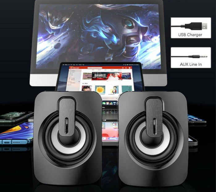 Casse audio 2.0 aux USB altoparlanti luce RGB per PC notebook 6W x 2 AB-D390
