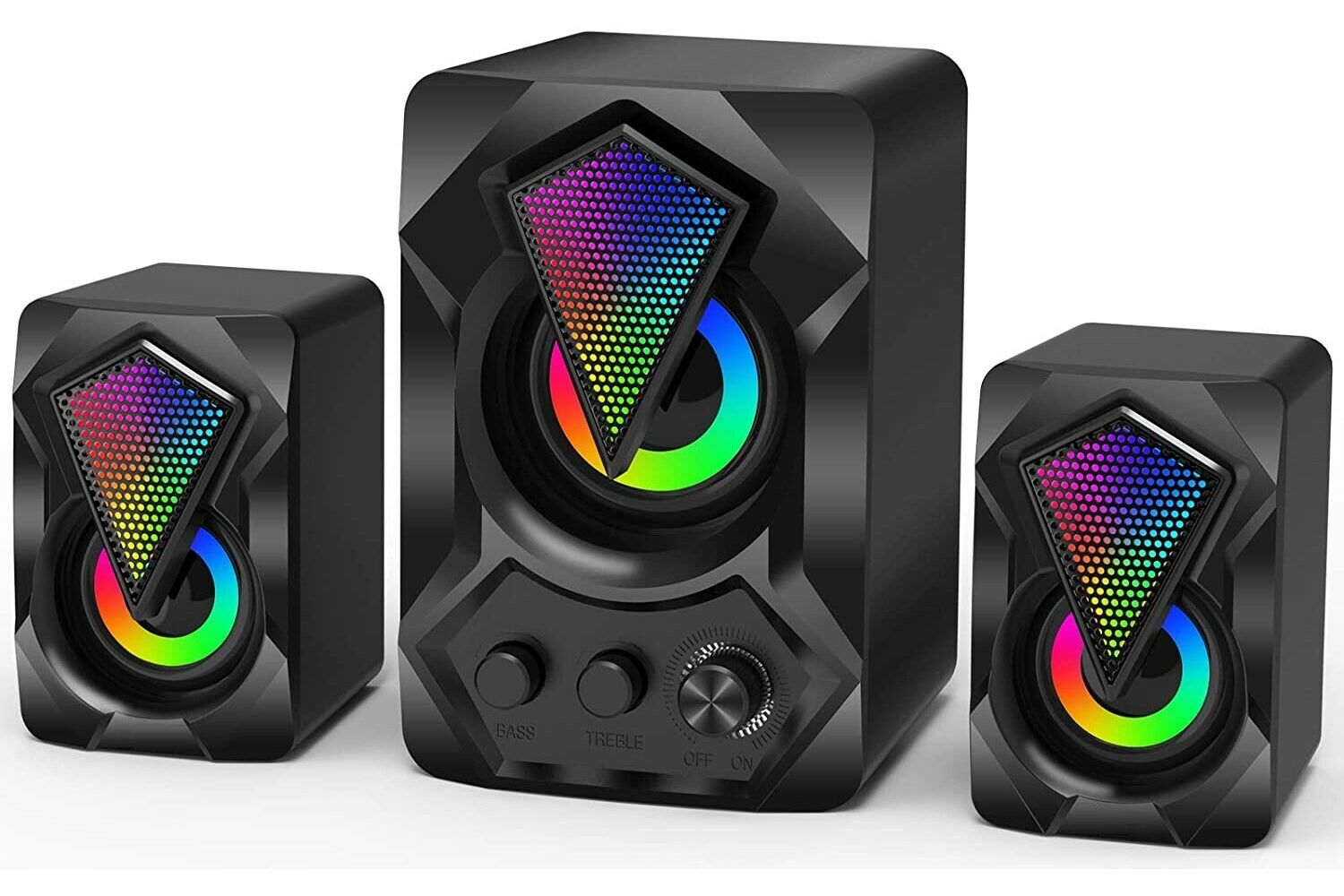 Casse audio 2.0 aux USB altoparlanti subwoofer RGB per PC notebook 5+3W AB-D391