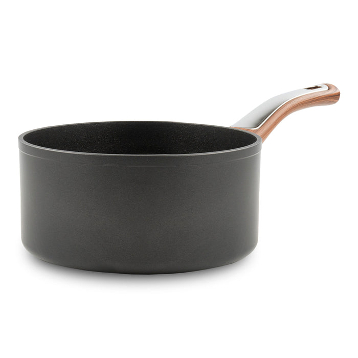 Casseruola 1 manico con coperchio Elegance Wood 18 cm doppio fondo acciaio inox, manico Soft touch