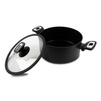 Casseruola 2 maniglie con coperchio Elegance Black 24 cm doppio fondo acciaio inox, manico Soft touch