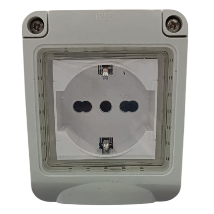 Cassetta Placca Stagno Da Esterno 1 Posto Con Presa Shuko Gia Pronta Uso IP55