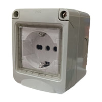 Cassetta Placca Stagno Da Esterno 1 Posto Con Presa Shuko Gia Pronta Uso IP55