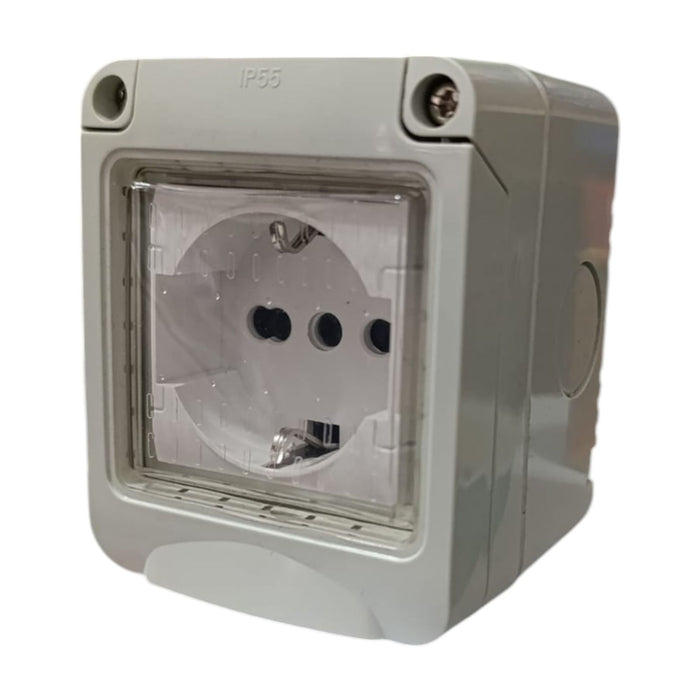 Cassetta Placca Stagno Da Esterno 1 Posto Con Presa Shuko Gia Pronta Uso IP55