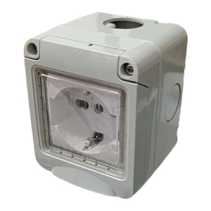 Cassetta Placca Stagno Da Esterno 1 Posto Con Presa Shuko Gia Pronta Uso IP55