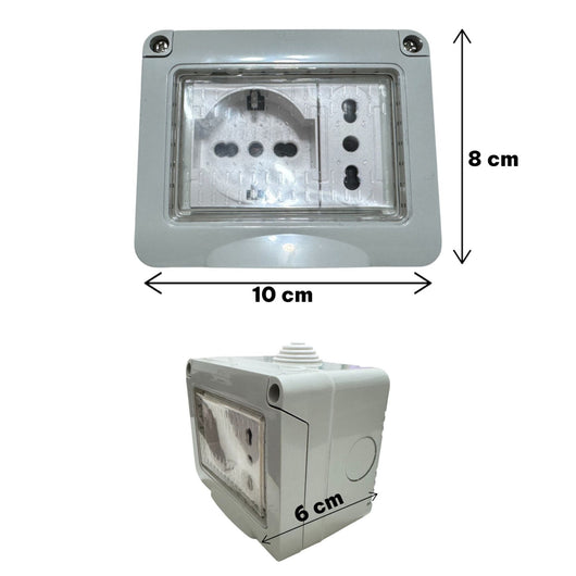Cassetta Placca Stagno Da Esterno 2 Posti Con Presa Shuko e Bipasso IP5