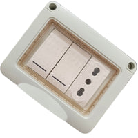 Cassetta Placca Stagno Da Esterno 3 PostI Presa Bipasso + 2 Interruttori IP55