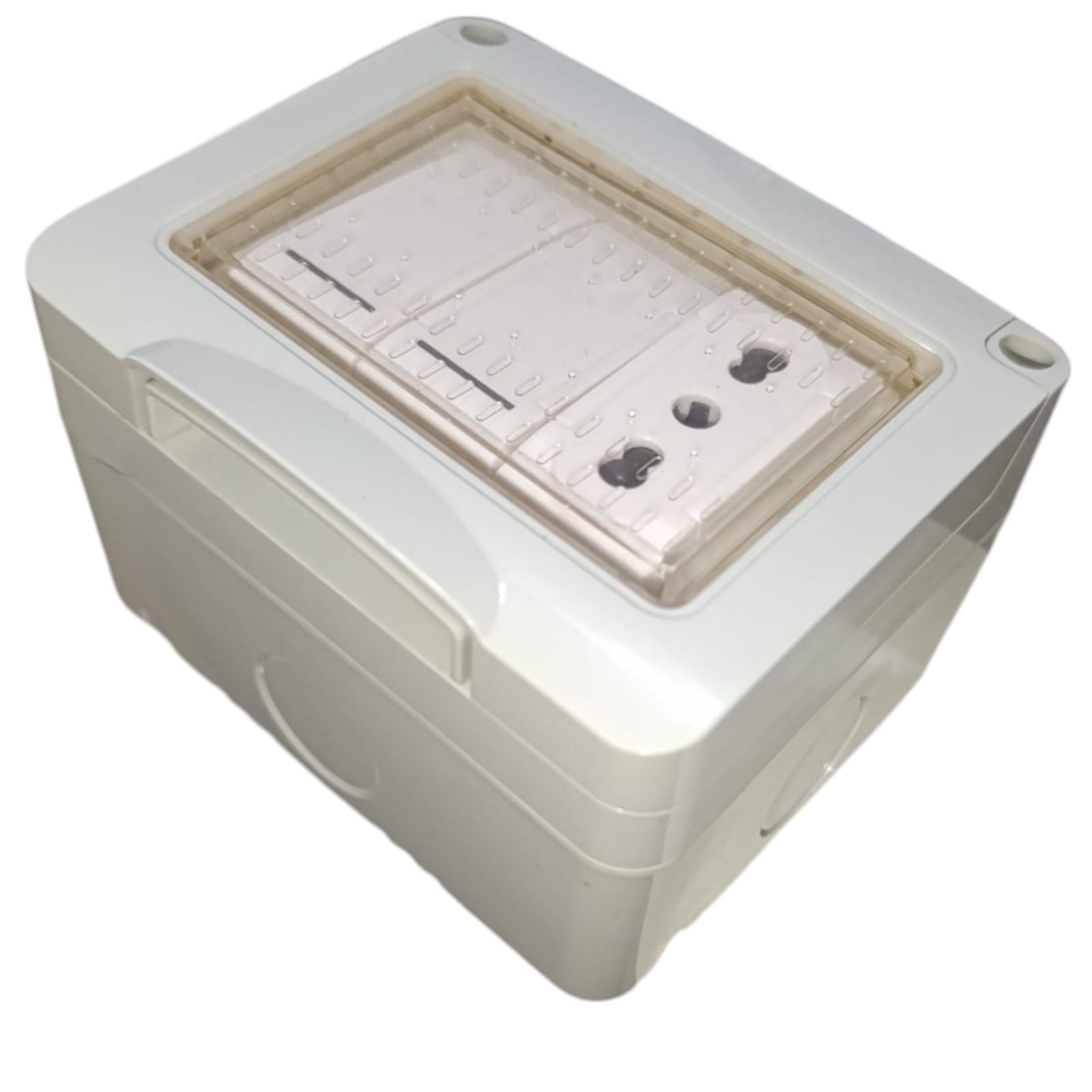 Cassetta Placca Stagno Da Esterno 3 PostI Presa Bipasso + 2 Interruttori IP55