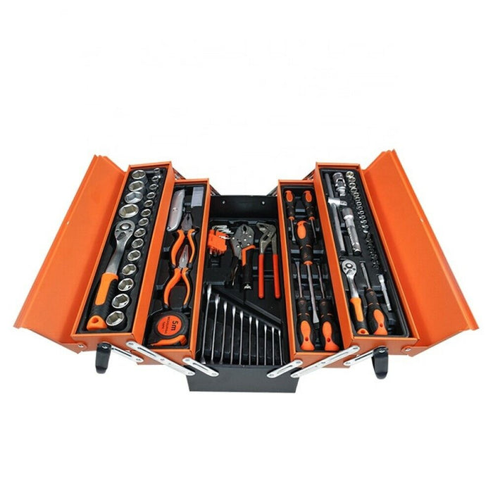 Cassetta attrezzi completa di 85 utensili a 5 scomparti chiavi cricchetti pinze