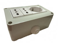 Cassetta elettrica pronta all'uso per interni IP40 presa 1 Schuko + 2 Bipasso