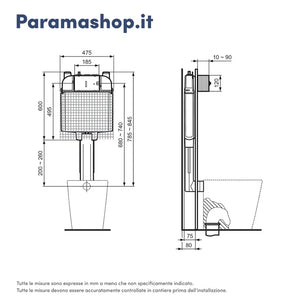 Ideal Standard cassetta di risciacquo a incasso Prosys 80mm per wc a pavimento