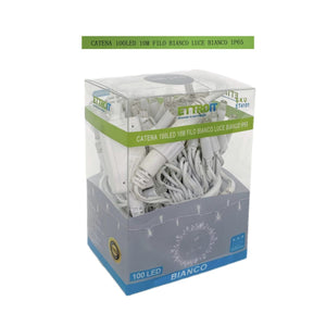 Luci Natalizie Catena Luminosa 100 LED 10 Metri  Filo Bianco Luce Bianco Flash Bianco IP65