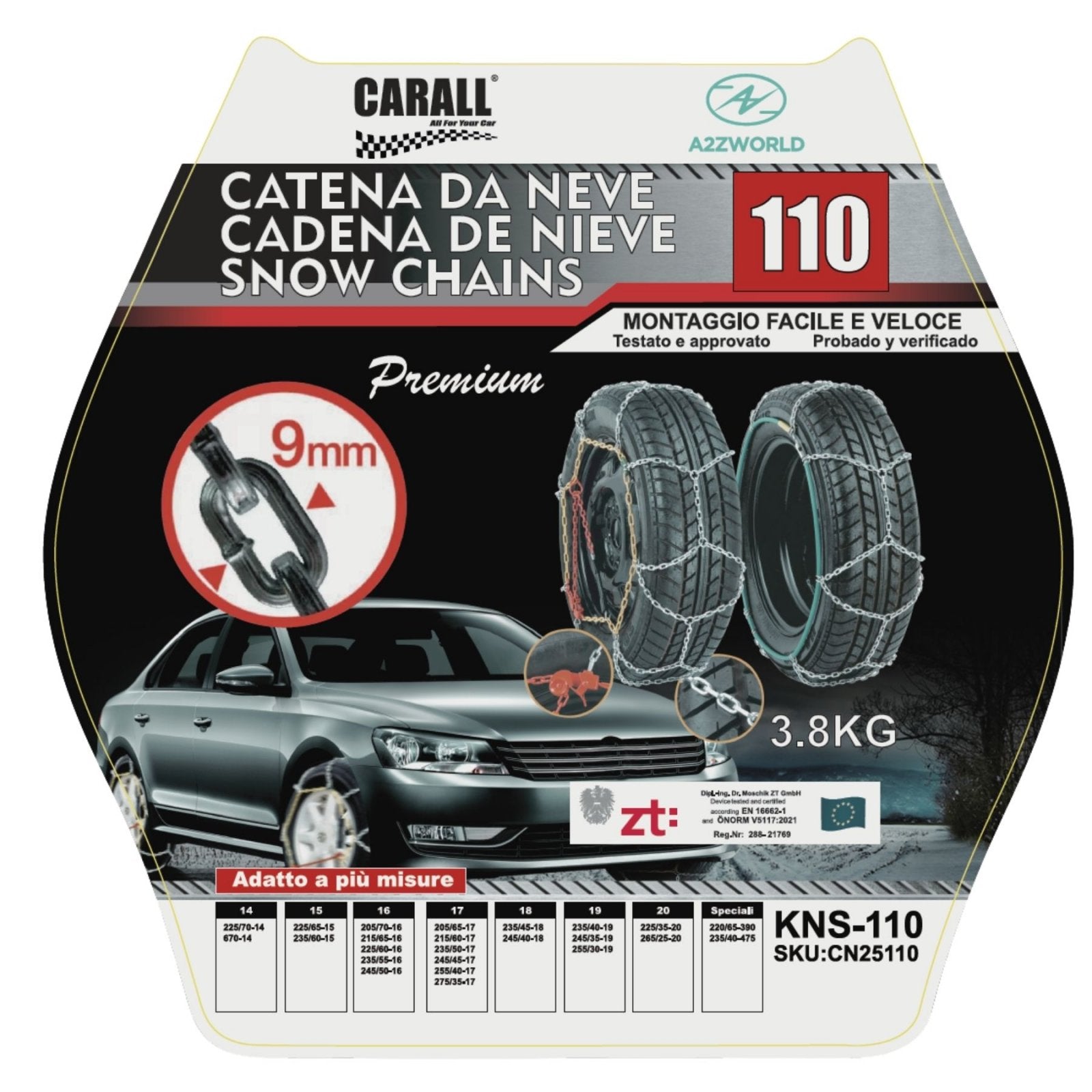 Catena Da Neve 9mm KNS110 Gruppo 110 Omologato ONORM V5117