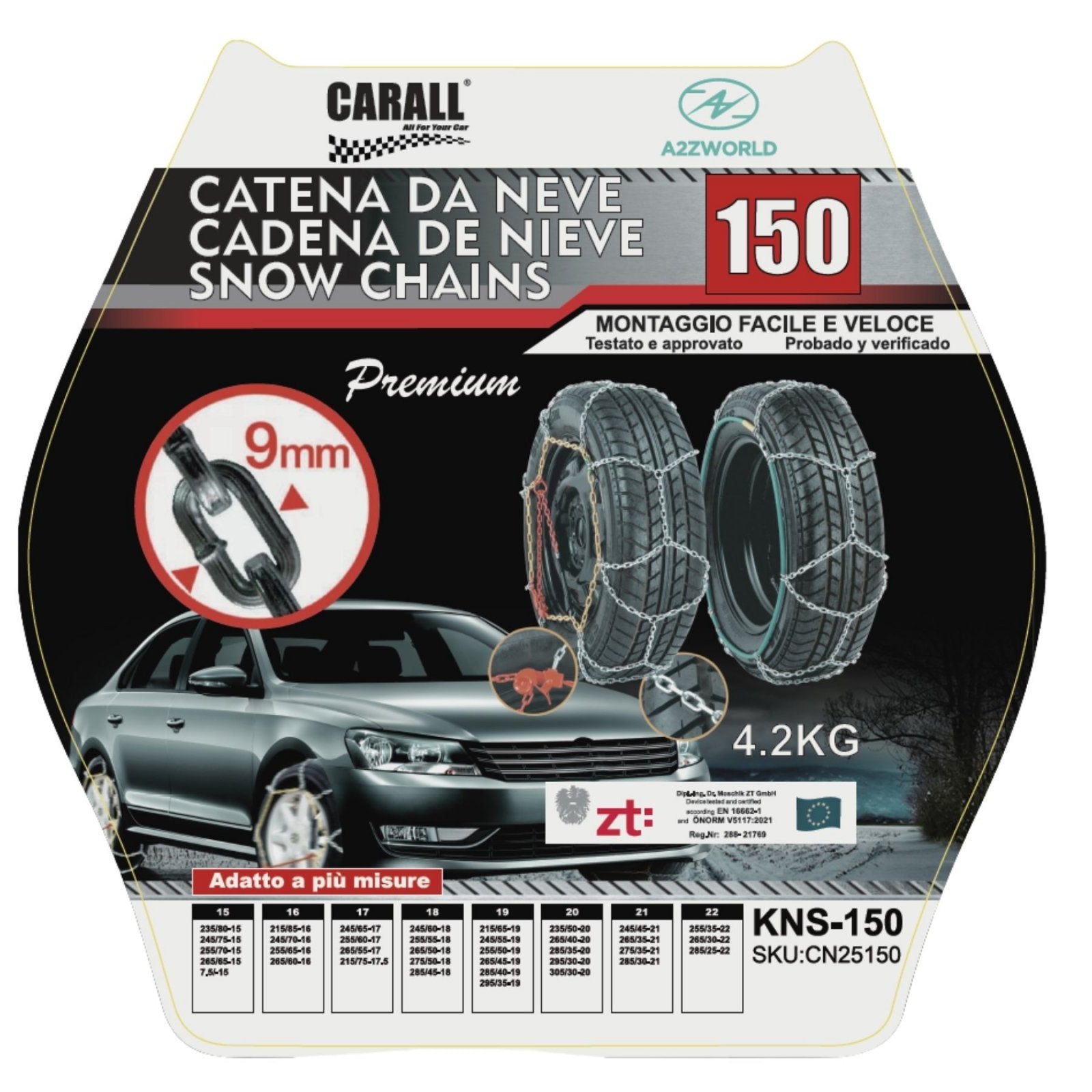 Catena Da Neve 9mm KNS150 Gruppo 150 Omologato ONORM V5117