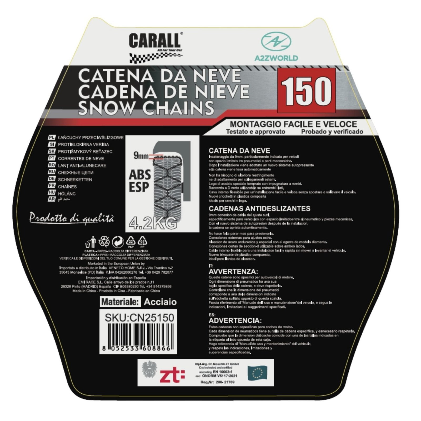 Catena Da Neve 9mm KNS150 Gruppo 150 Omologato ONORM V5117