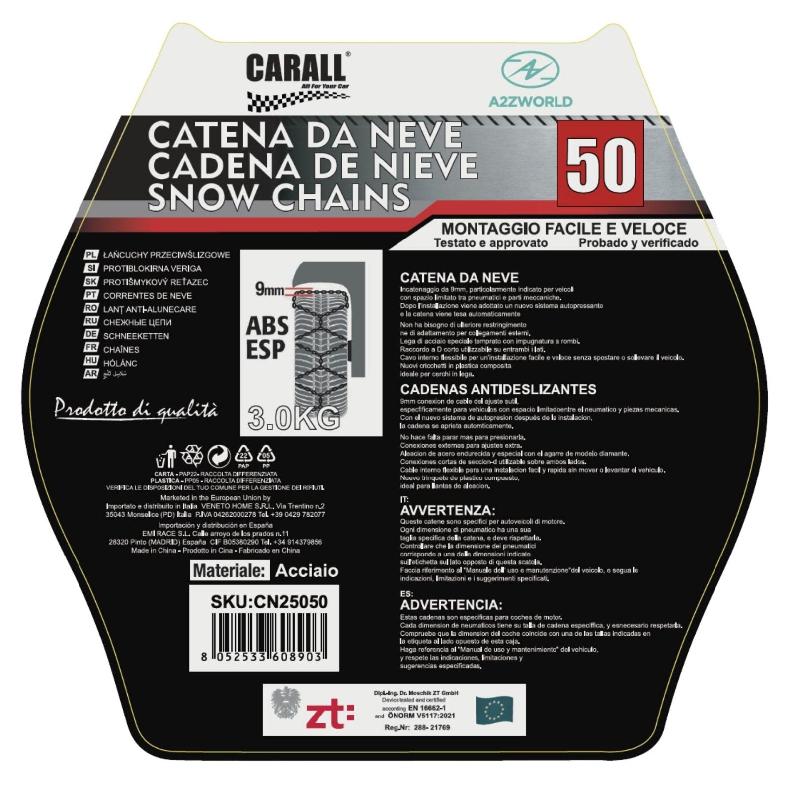 Catena Da Neve 9mm KNS50 Gruppo 50 Omologato ONORM V5117