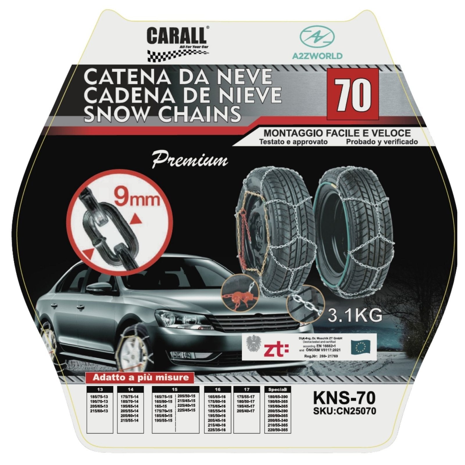 Catena Da Neve 9mm KNS70 Gruppo 70 Omologato ONORM V5117