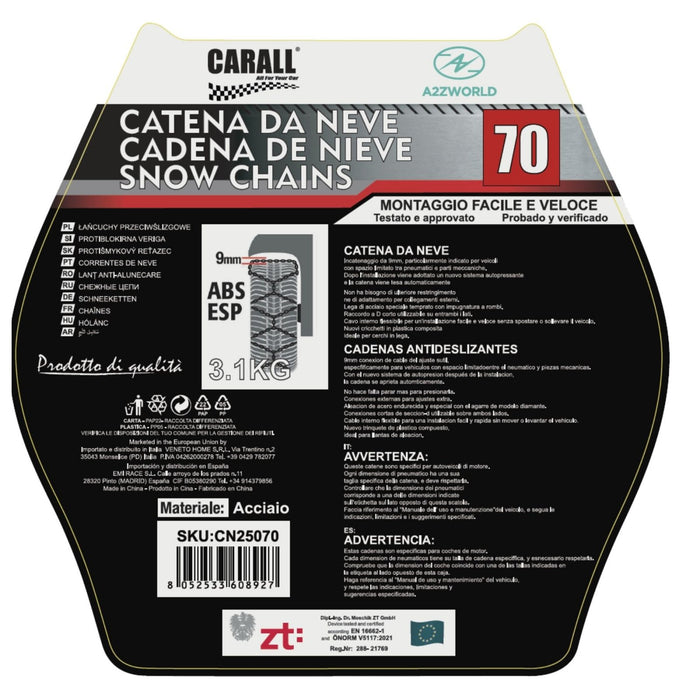 Catena Da Neve 9mm KNS70 Gruppo 70 Omologato ONORM V5117