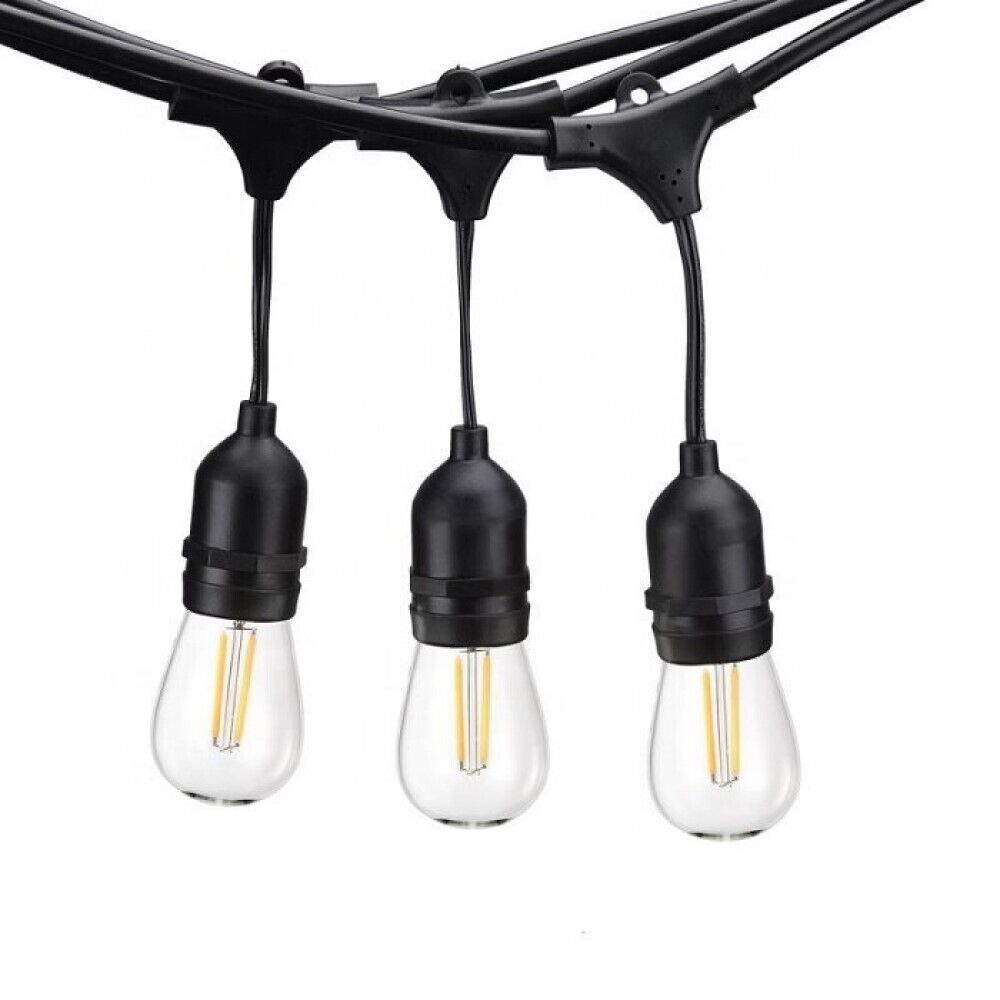 Catena luminosa da esterno modulare 10 lampadine E27 cavo 10 metri IP65 - NERO