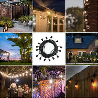 Catena luminosa da esterno modulare 10 lampadine E27 cavo 10 metri IP65 - NERO