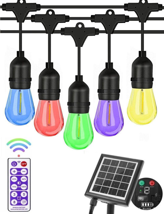 Catena luminosa solare da esterno giardino 10M - 10 lampadine luce RGB MZ-LXY