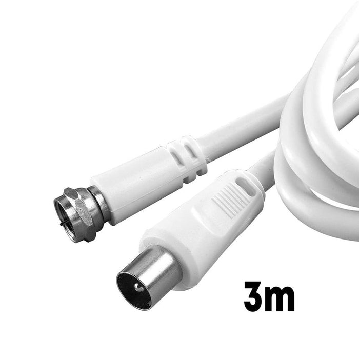 Cavo Coassiale Antenna TV con Connettore F Maschio a RF Maschio per Satellitare SAT HDTV ecc 3 metri