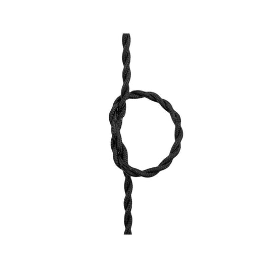 Cavo Elettrico Rivestito in Tessuto Colore Nero 2X0,75 Corda Trecciata Twisted Wire 1 Metro SKU-3779